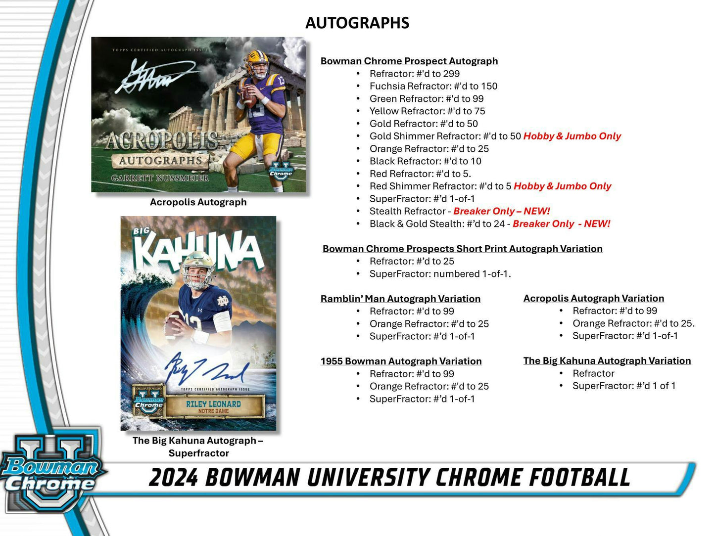 2024 Bowman University Chrome Football, Hobby Box