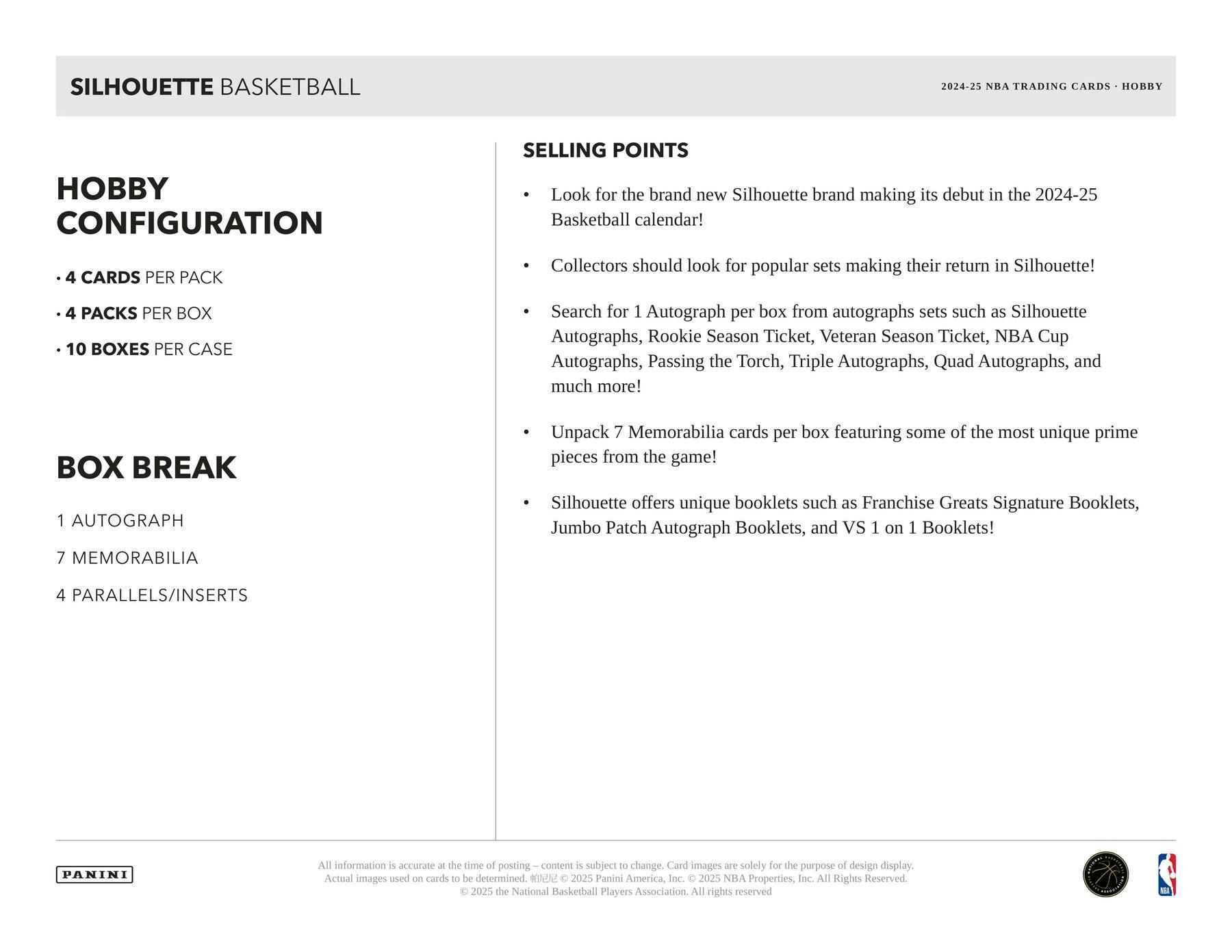 2024-25 Panini Silhouette Basketball Hobby Box
