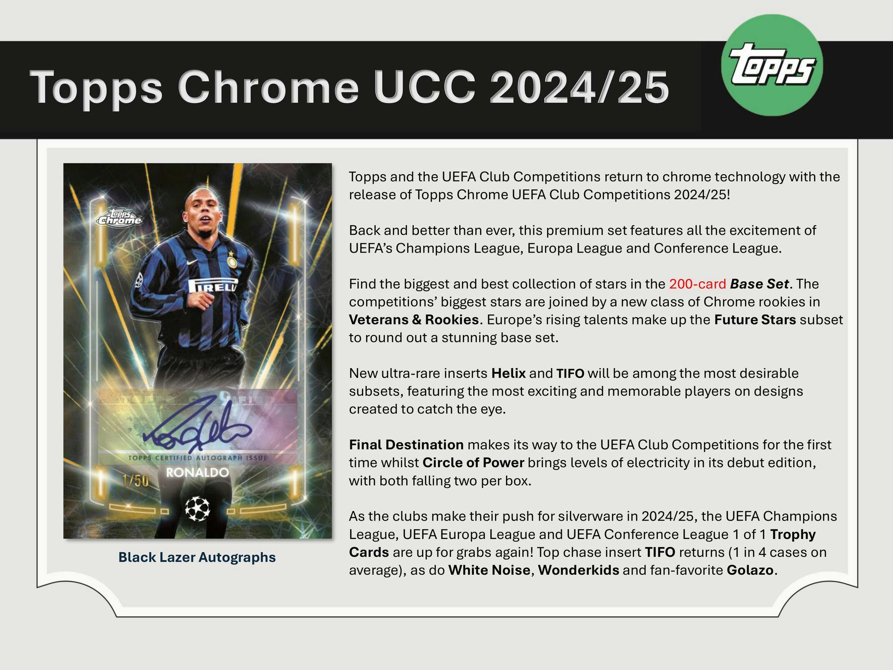 2024-25 Topps Chrome UEFA Club Competitions Soccer Hobby Box (5/15)