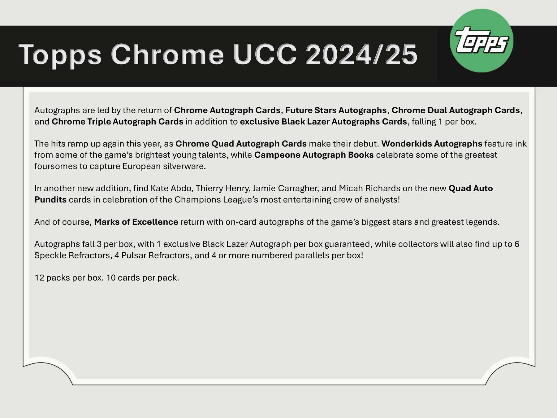 2024-25 Topps Chrome UEFA Club Competitions Soccer Hobby Box (5/15)