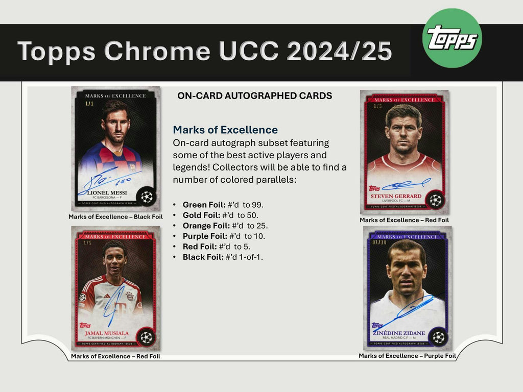 2024-25 Topps Chrome UEFA Club Competitions Soccer Hobby Jumbo Box (5/15)