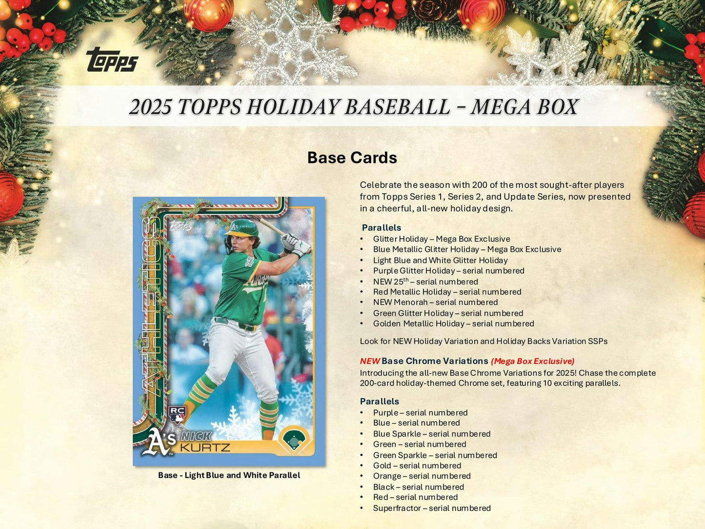 2025 Topps Holiday Baseball 20-Box Mega Box Case (10/22)