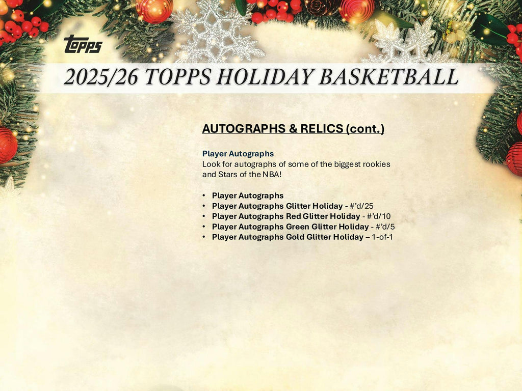 2025-26 Topps Holiday Basketball Mega Box (10/30)