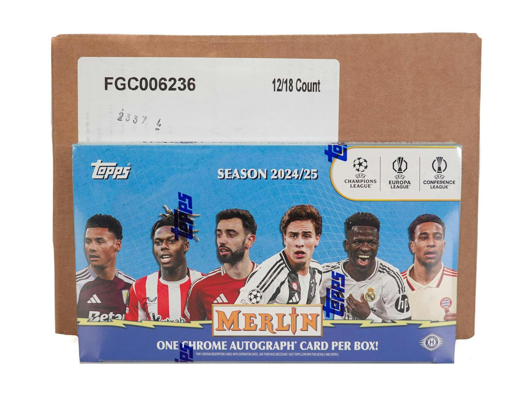 2024-25 Topps Chrome Merlin UEFA Club Competitions Soccer Hobby 12-Box Case (12/19)