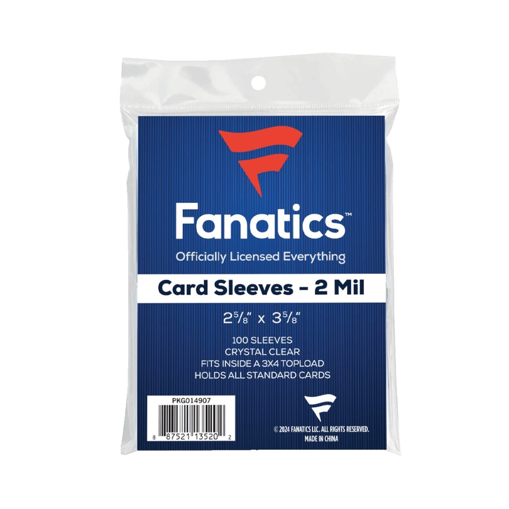 Fanatics Standard Soft Sleeves (2-5/8”x3-5/8”) 100ct x 100 packs/case (10,000 Sleeves)