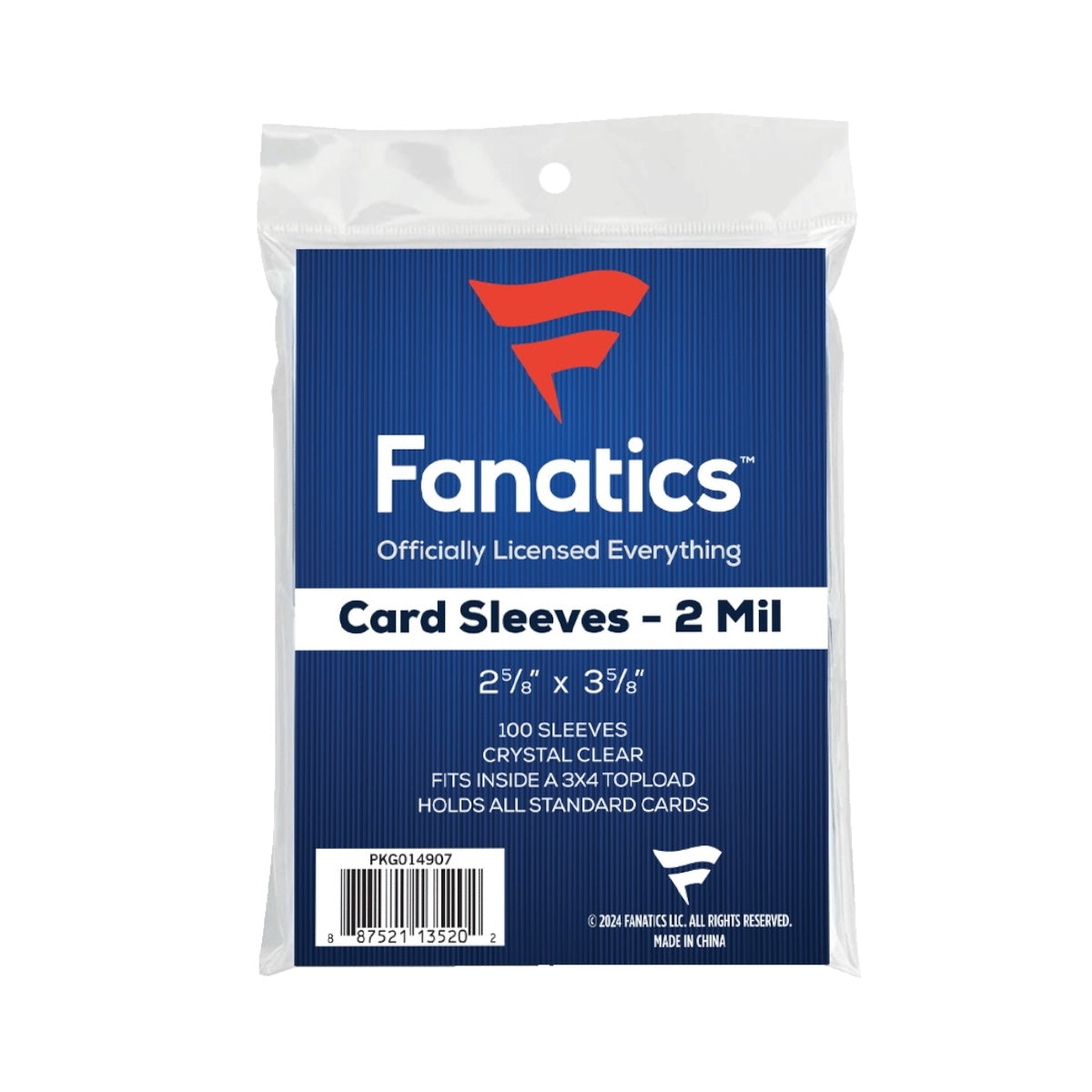 Fanatics Standard Soft Sleeves (2-5/8”x3-5/8”), 100ct Pack