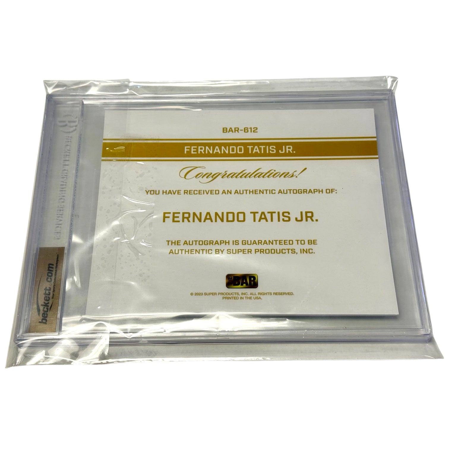 2023 The Bar Cut Autographs #BAR612 Fernando Tatis Jr. 8x10 Printed Bar (BGS 9.5)