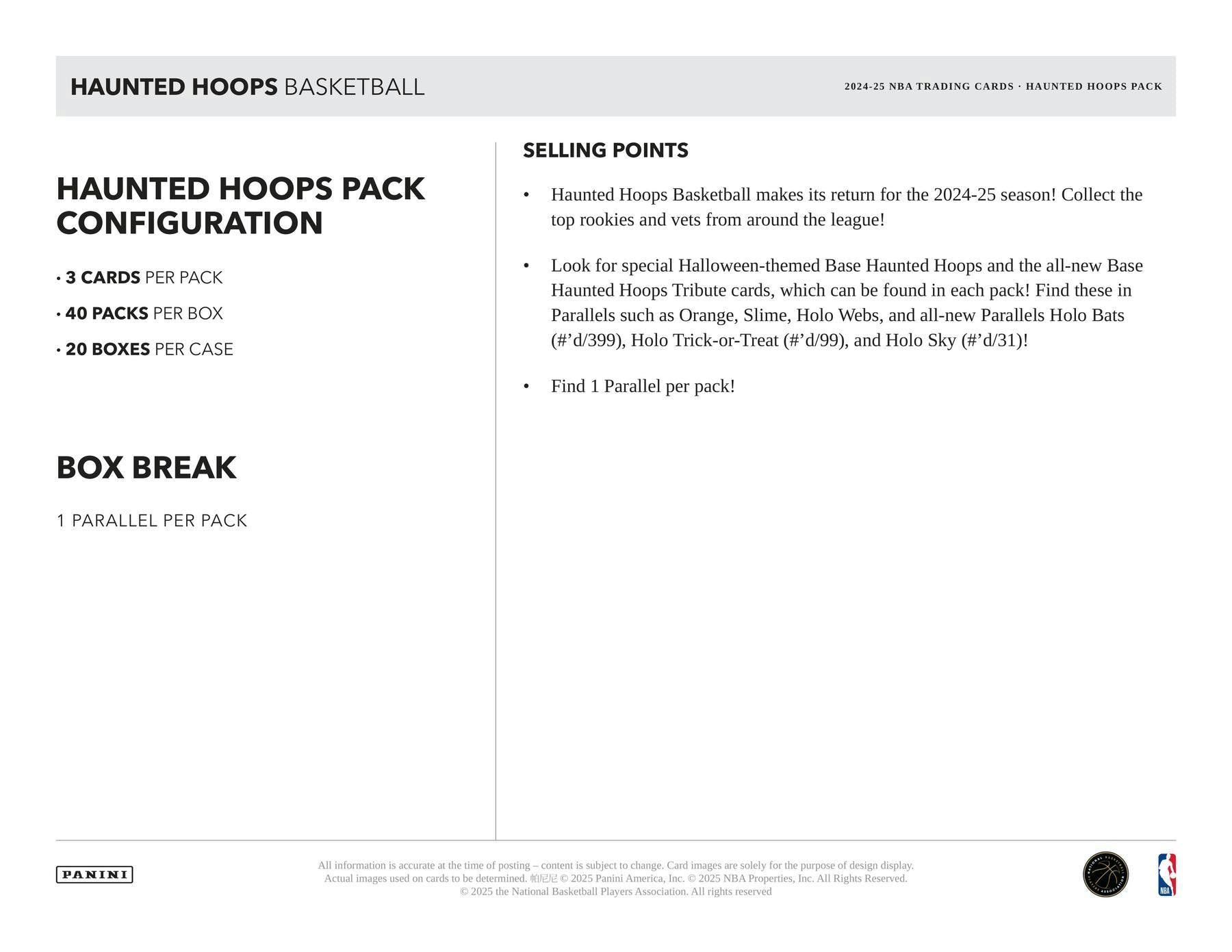 2024-25 Panini Haunted Hoops Halloween Basketball Trading Card Treats Bundle