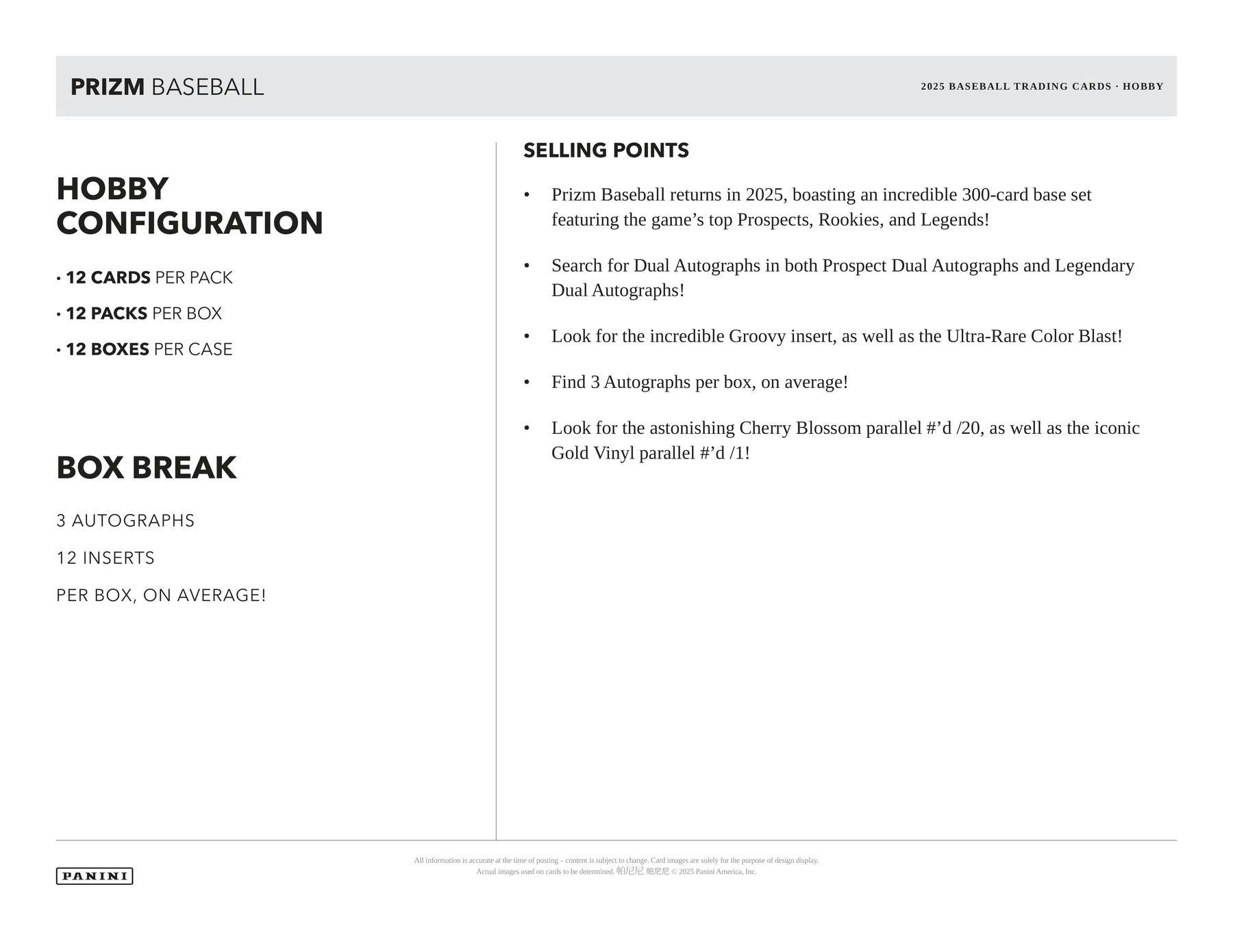 2025 Panini Prizm Baseball Hobby Pack (9/12)