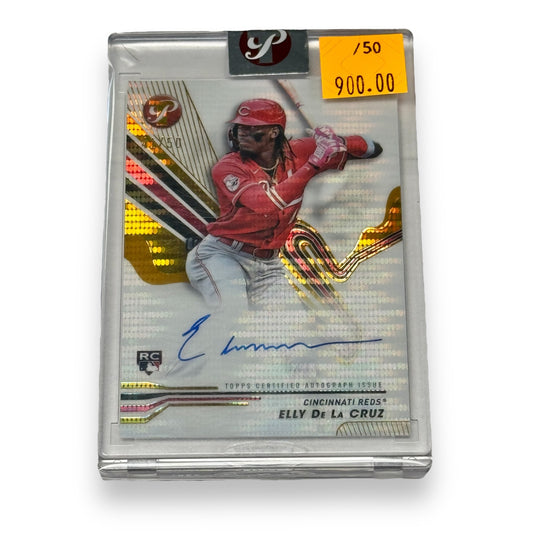 2024 Topps Pristine Encased Elly De La Cruz Autograph RC #PA-EDE Gold Refractor /50