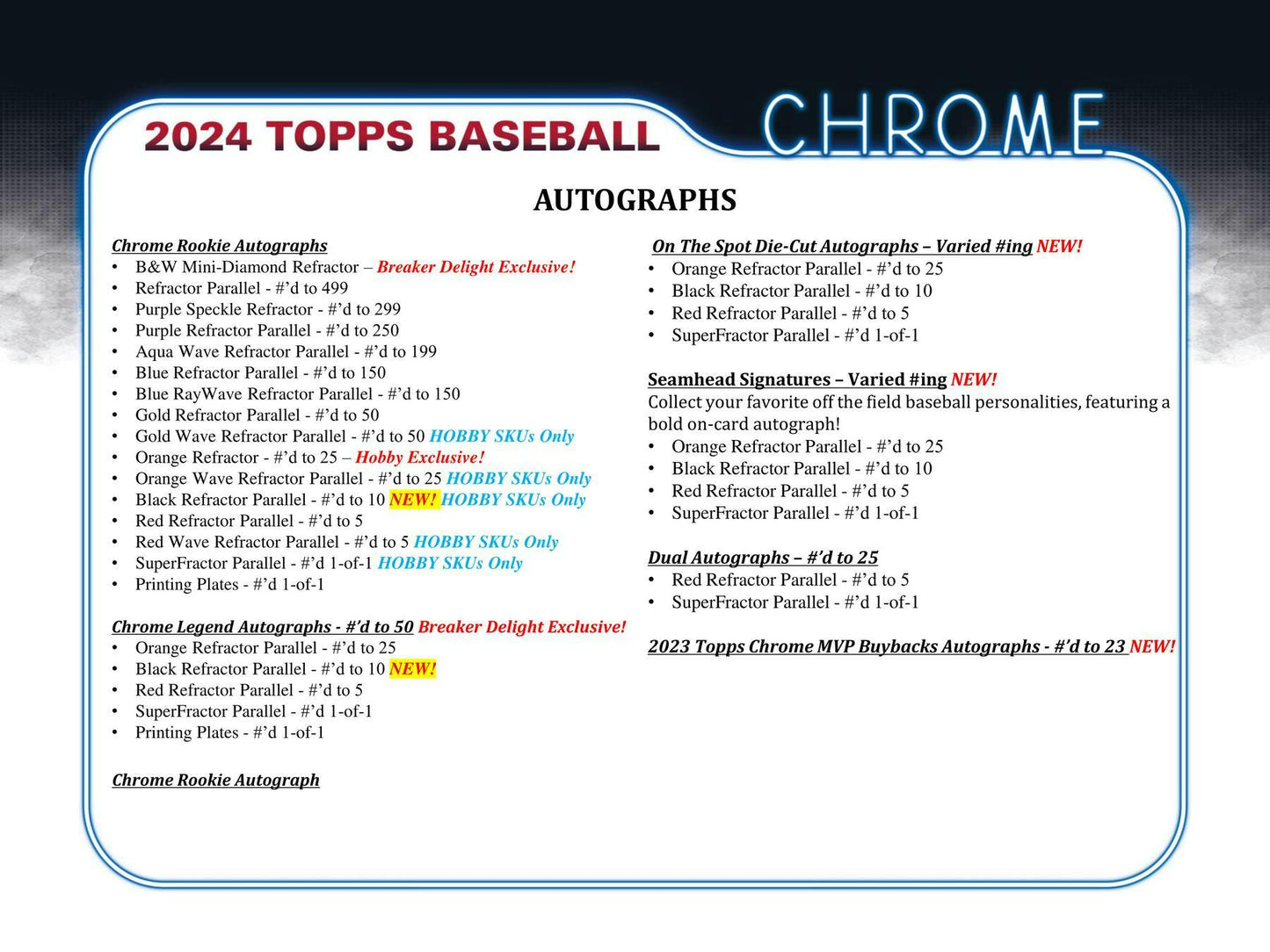 2024 Topps Chrome Baseball, Hobby Box