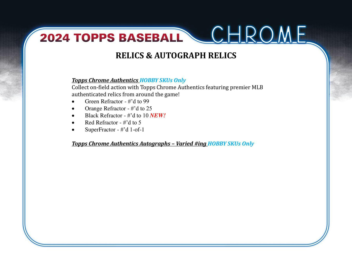 2024 Topps Chrome Baseball, Hobby Box