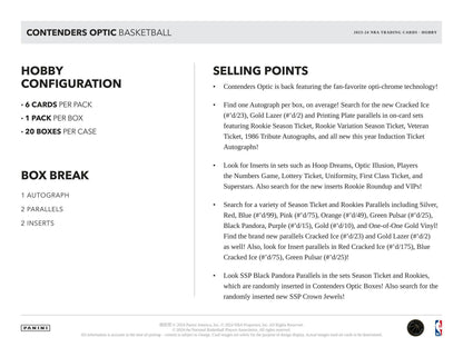 2023-24 Panini Contenders Optic Basketball Hobby Box