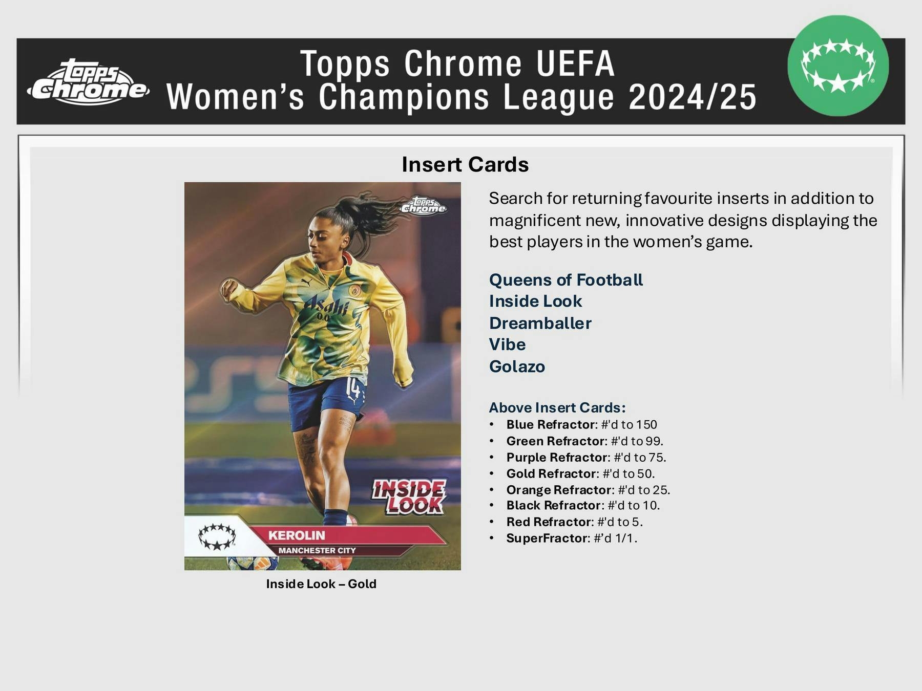 2024-25 Topps Chrome UEFA Women's Champions League Soccer Hobby 12-Box Case (Presell 1/2/26)