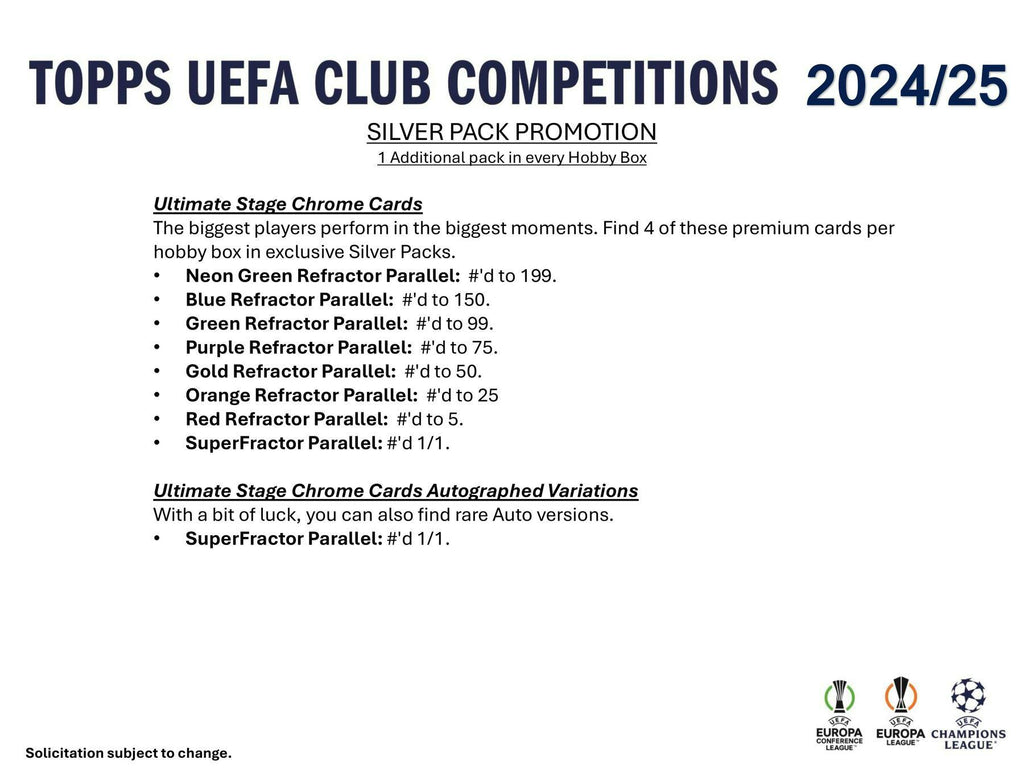 2024-25 Topps UEFA Club Competitions Soccer Hobby Pack