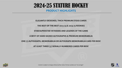 2024-25 Upper Deck Stature Hockey Hobby Box (9/17)