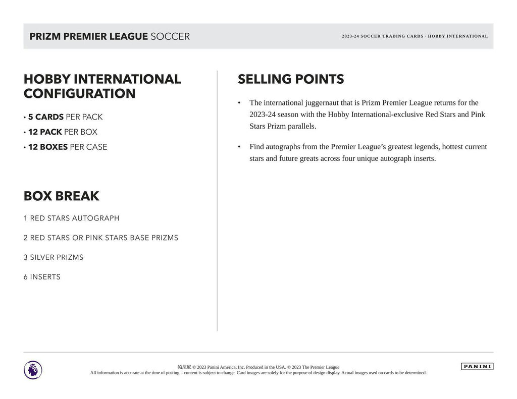 2023-24 Panini Prizm Soccer EPL International Hobby Pack