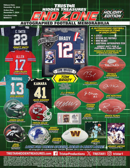 2024 Tristar Hidden Treasures End Zone Autographed Football Memorabilia Holiday Edition Case