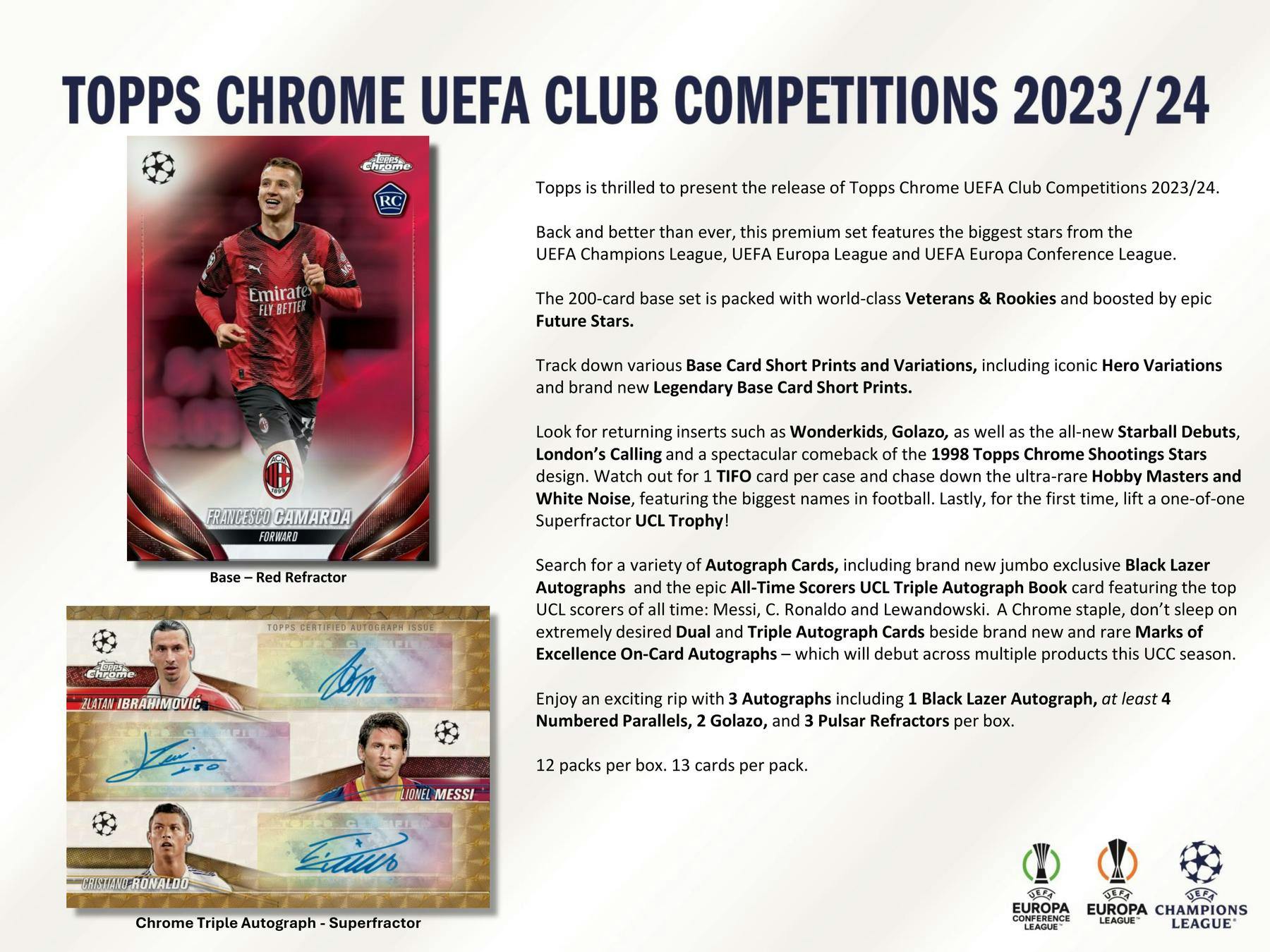 2023-24 Topps Chrome UEFA Club Competitions Soccer Hobby Jumbo Pack