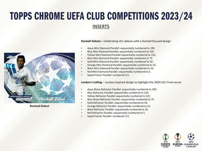 2023-24 Topps Chrome UEFA Club Competitions Soccer Hobby Jumbo Pack