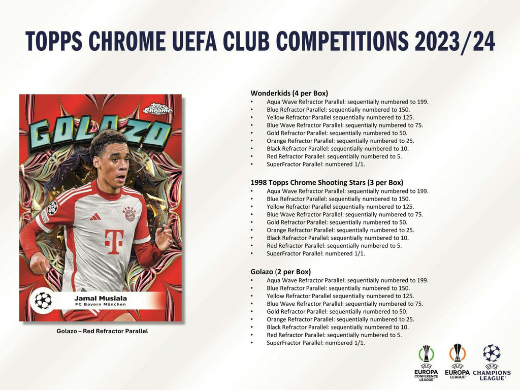 2023-24 Topps Chrome UEFA Club Competitions Soccer Hobby Jumbo Pack