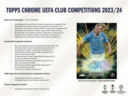 2023-24 Topps Chrome UEFA Club Competitions Soccer Hobby Jumbo Pack
