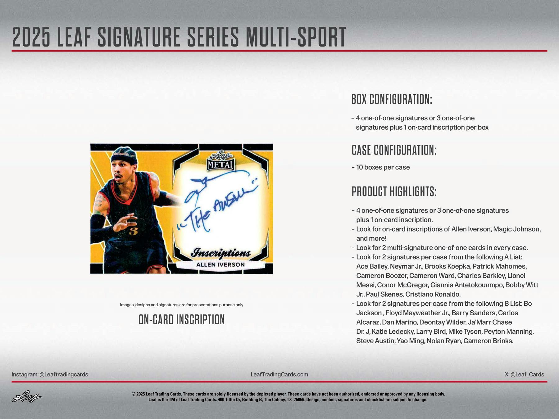 2025 Leaf Signature Series Sports Hobby Box (5/16)