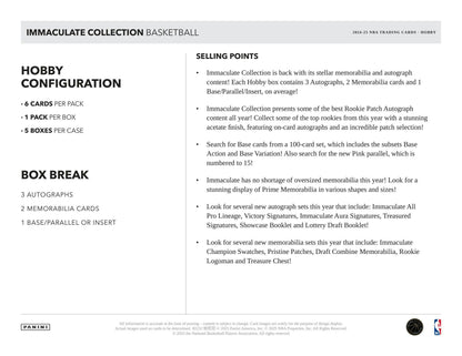 2024-25 Panini Immaculate Basketball Hobby Box