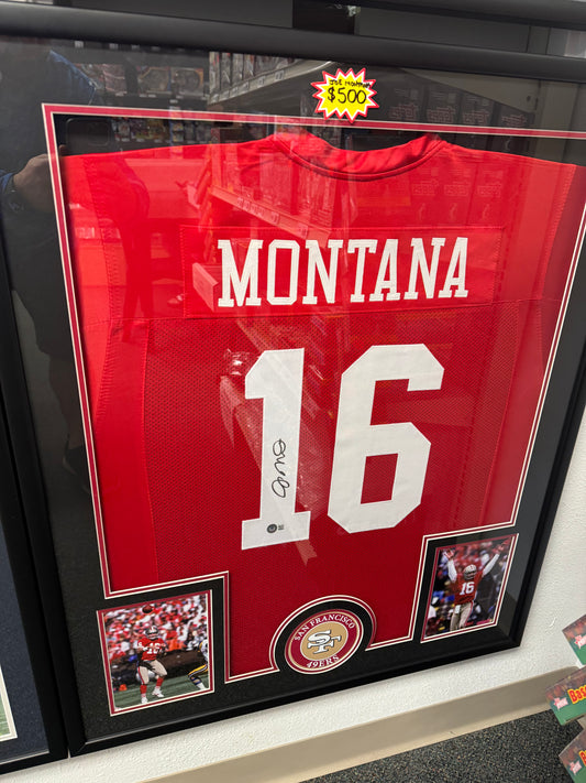 Joe Montana #16 (SF 49ers) framed autographed jersey w/ Beckett COA