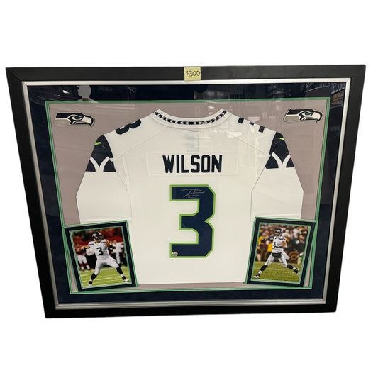 Russell Wilson (Seattle Seahawks #3) framed autographed authentic jersey w/ COA