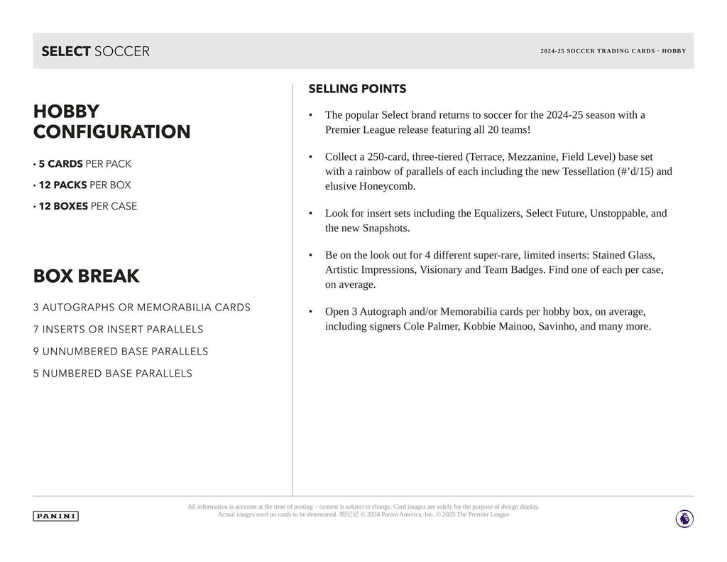 2024-25 Panini Select Premier League EPL Soccer Hobby Box (5/22)