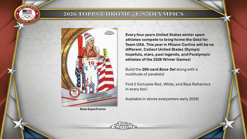 2026 Topps Chrome U.S. Olympics Hobby 12-Box Case (1/15)