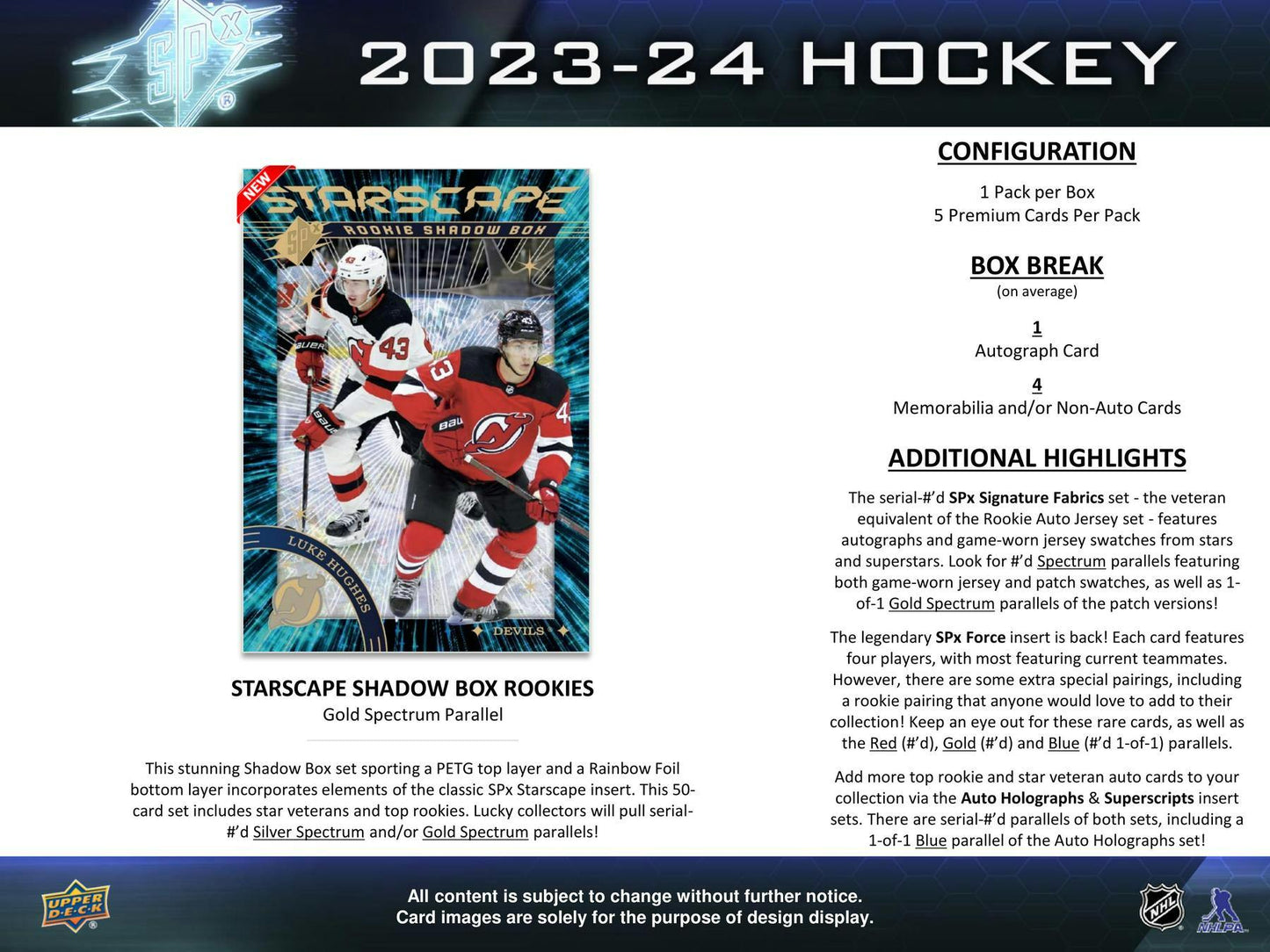 2023-24 Upper Deck SPX Hockey, Hobby Box