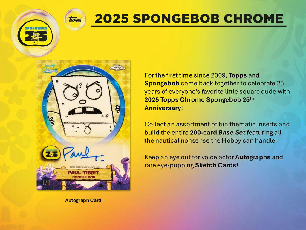 2025 Topps Chrome SpongeBob SquarePants 25th Anniversary 7-Pack Blaster Case (10/1)