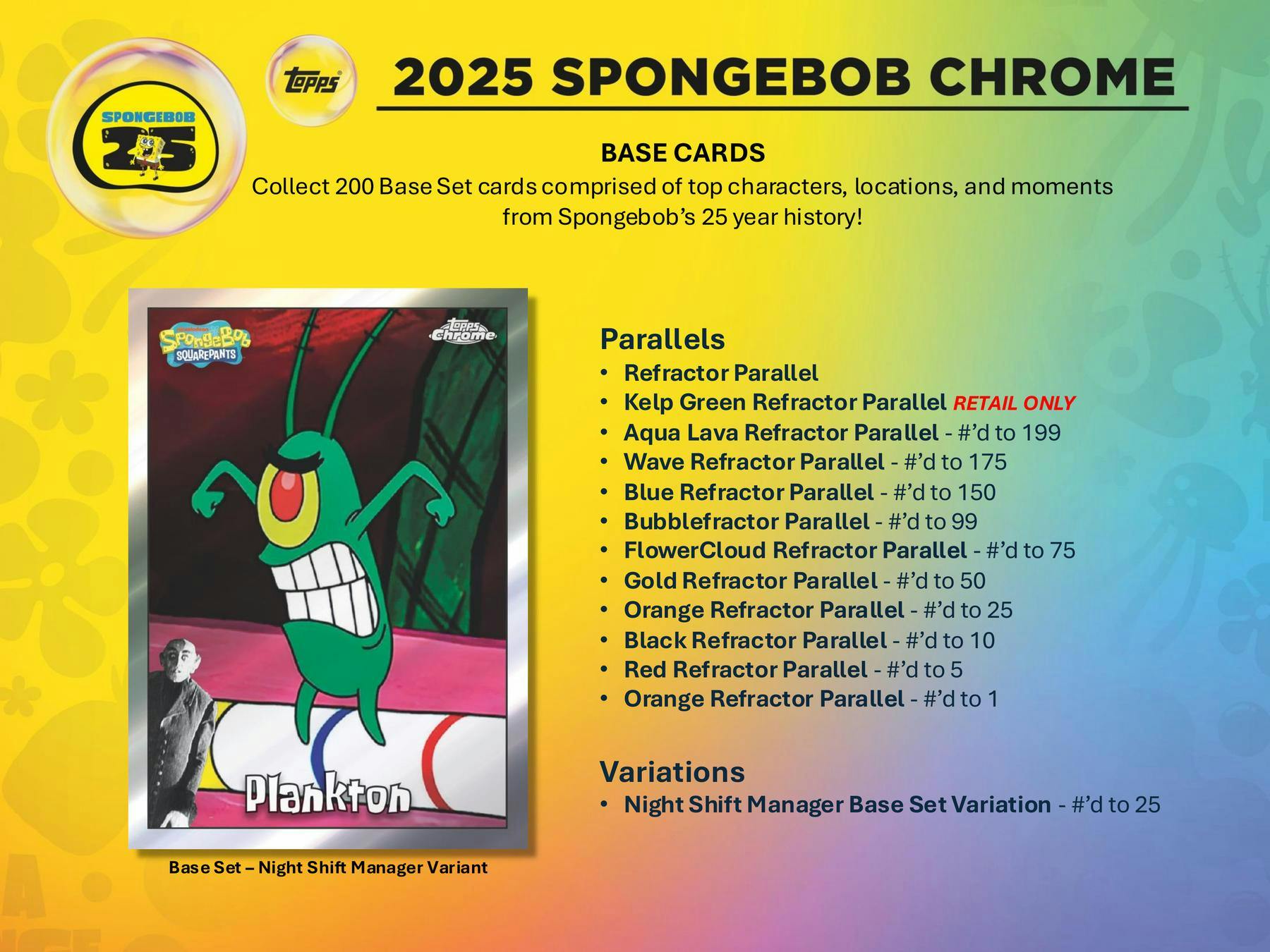 2025 Topps Chrome SpongeBob SquarePants 25th Anniversary 7-Pack Blaster Box (10/1)