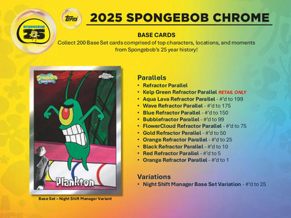2025 Topps Chrome SpongeBob SquarePants 25th Anniversary 7-Pack Blaster Case (10/1)
