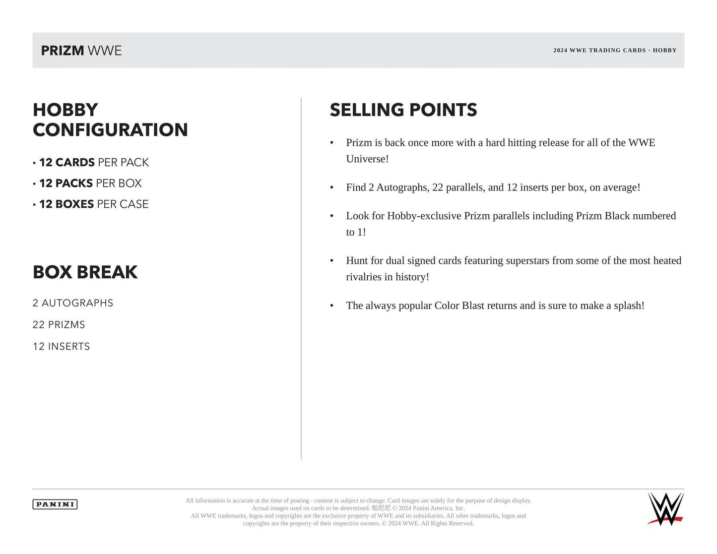 2024 Panini Prizm WWE Wrestling, Hobby Box