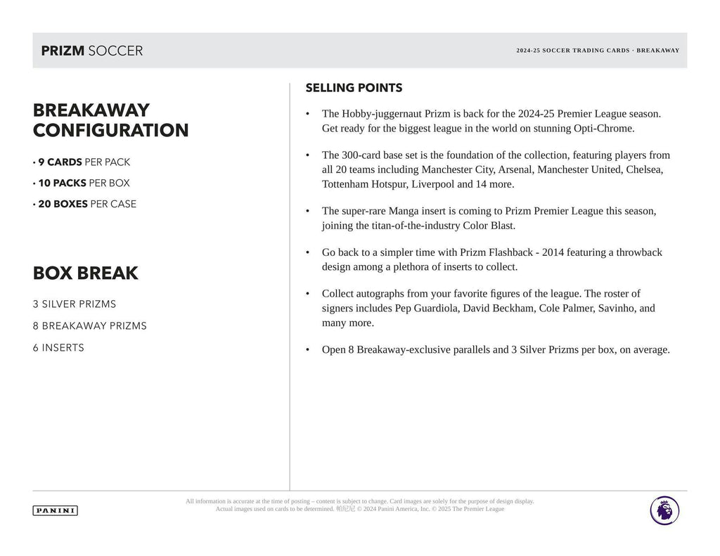 2024-25 Panini Prizm Premier League EPL Soccer Breakaway Box