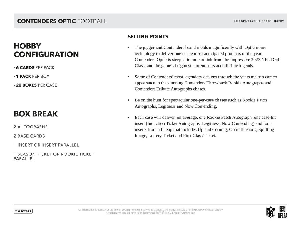 2023 Panini Contenders Optic Football Hobby Box