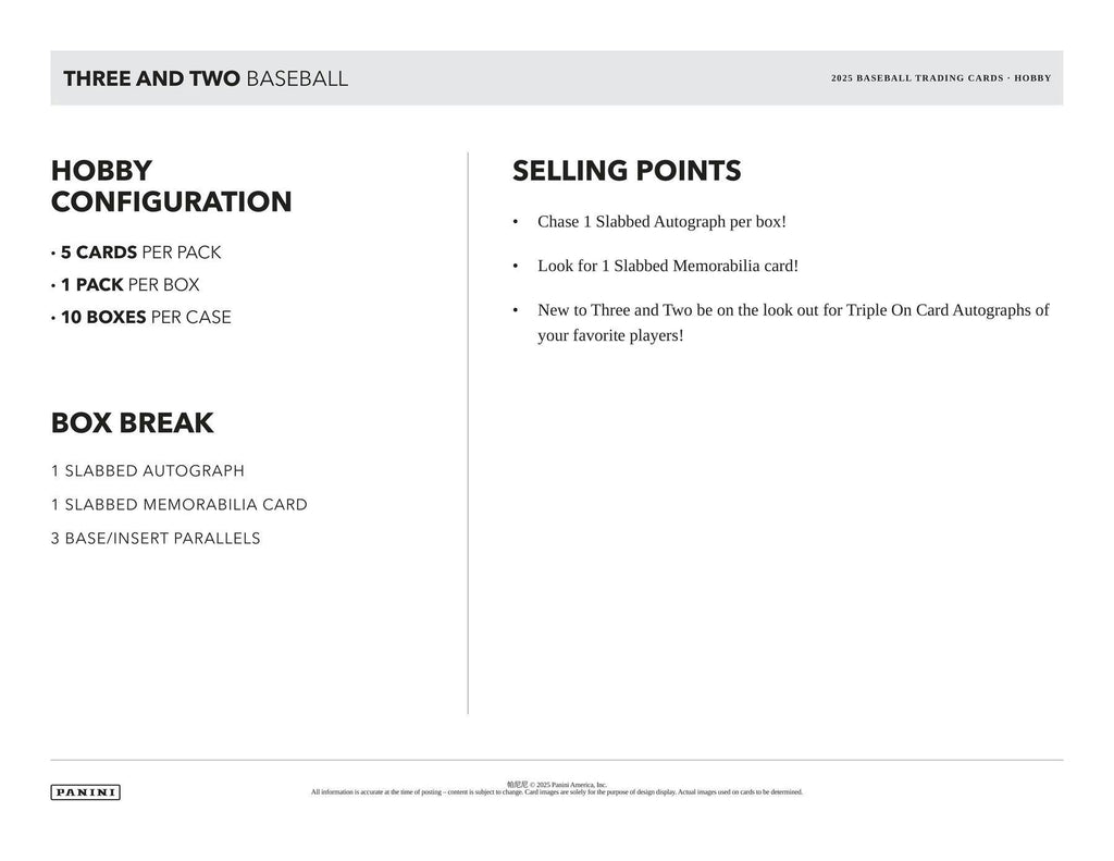 2025 Panini Three and Two Baseball Hobby Box