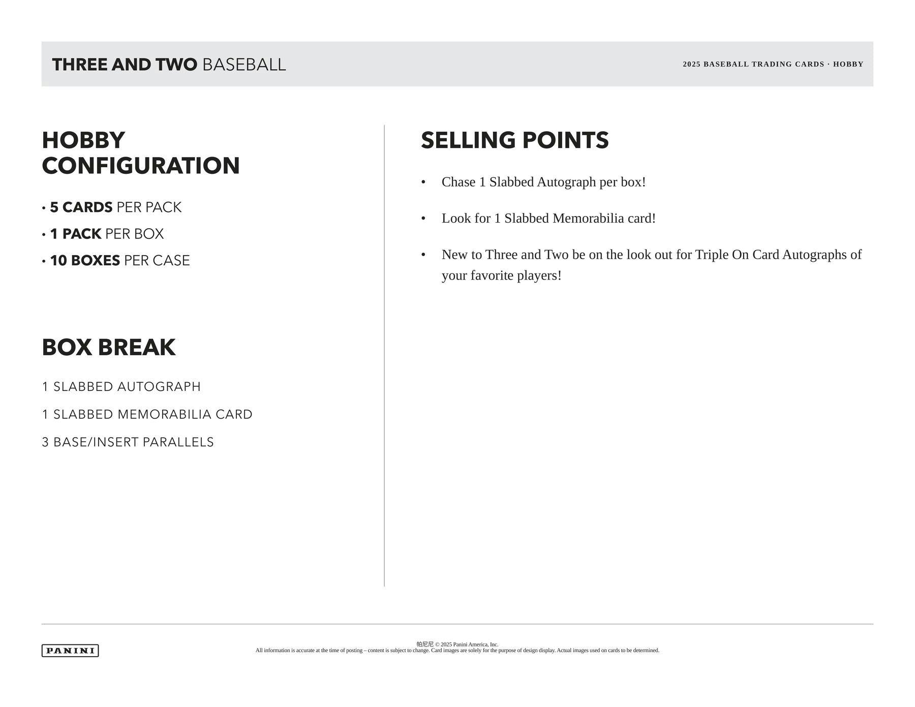 2025 Panini Three and Two Baseball Hobby Box