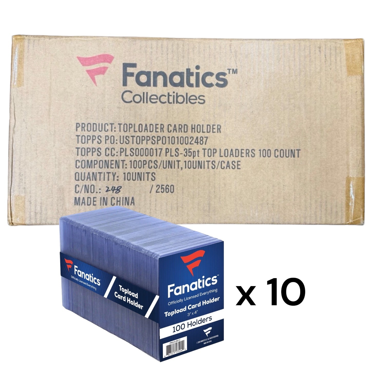 Fanatics 35pt Standard Top Loaders Case (100ct Pack x 10)
