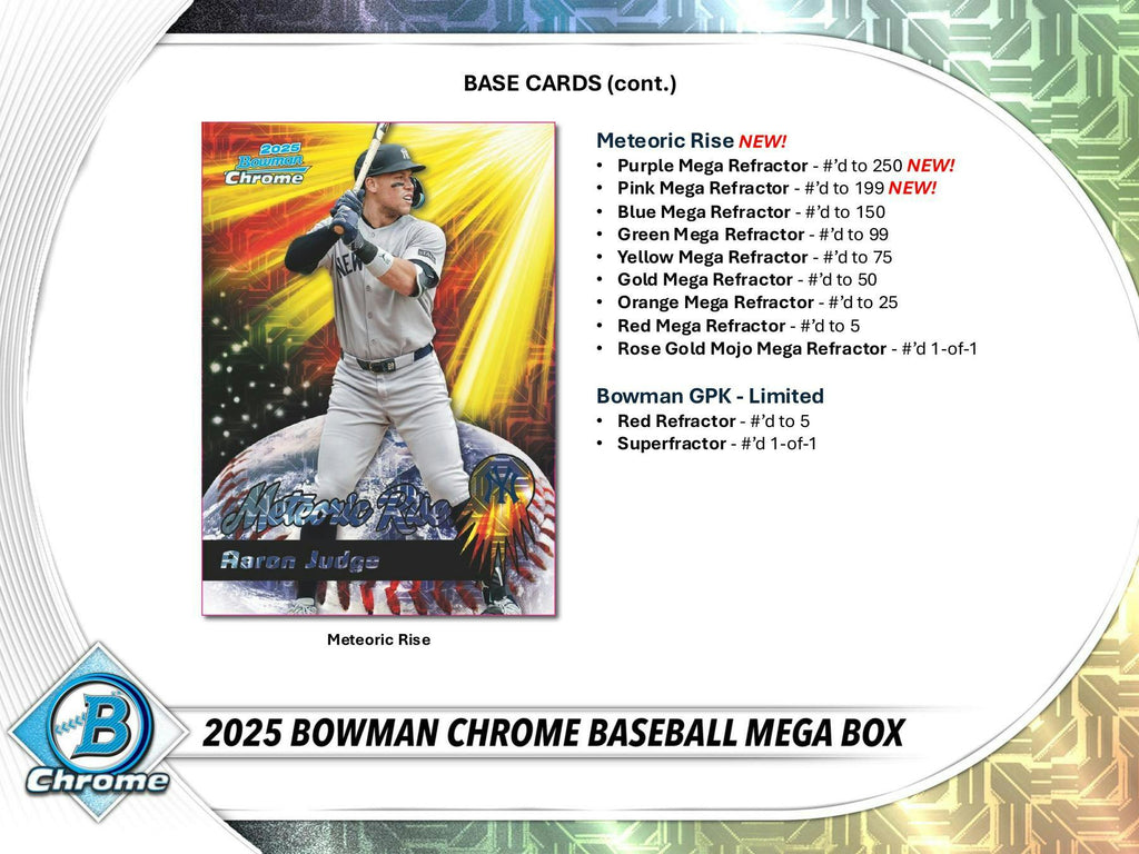 2025 Bowman Chrome Baseball Mega Box (10/8)