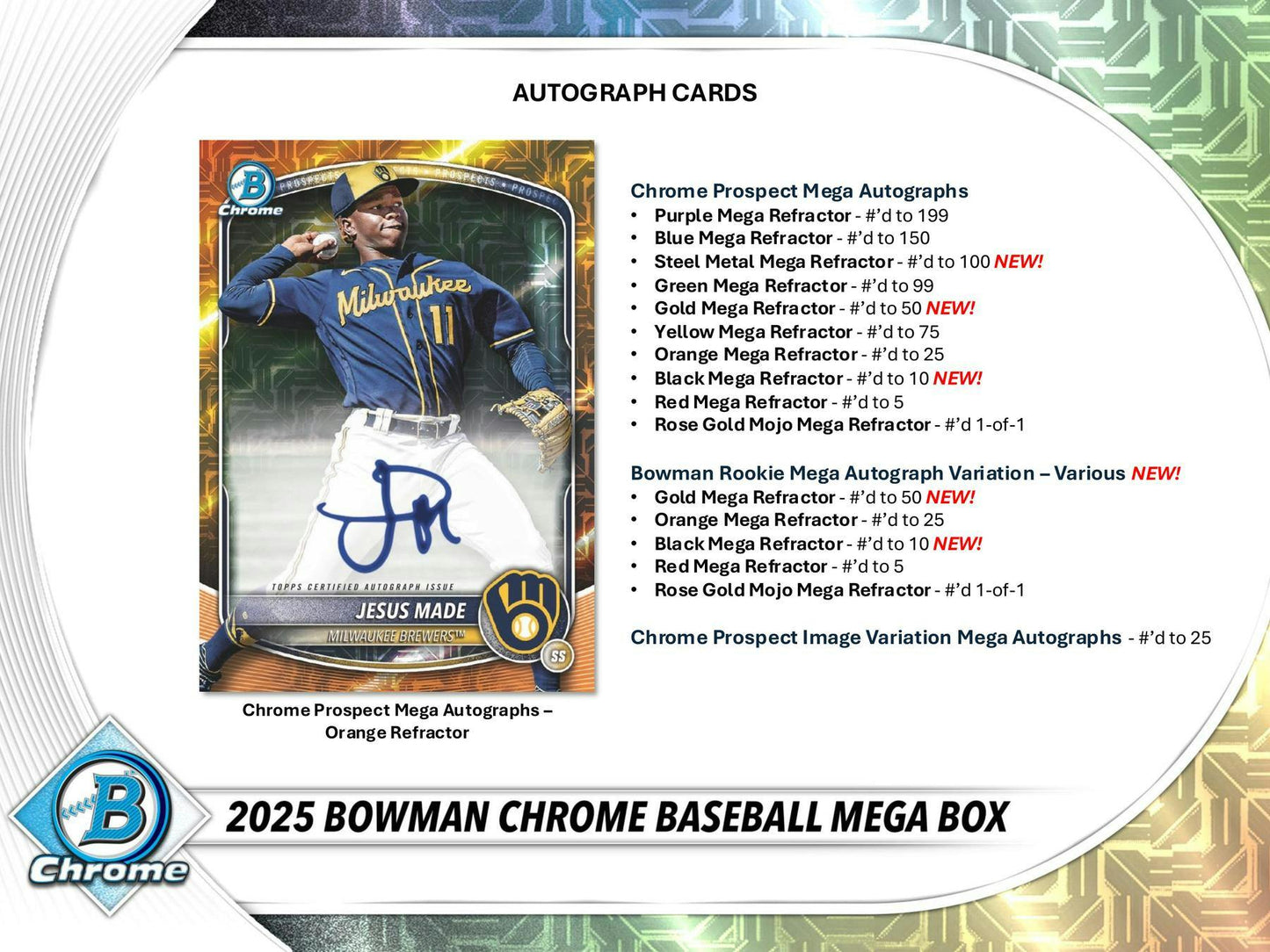 2025 Bowman Chrome Baseball Mega Box (10/8)