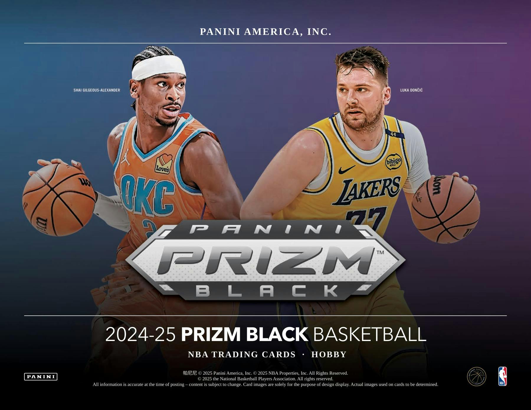 2024-25 Panini Prizm Black Basketball Hobby Box (10/1)