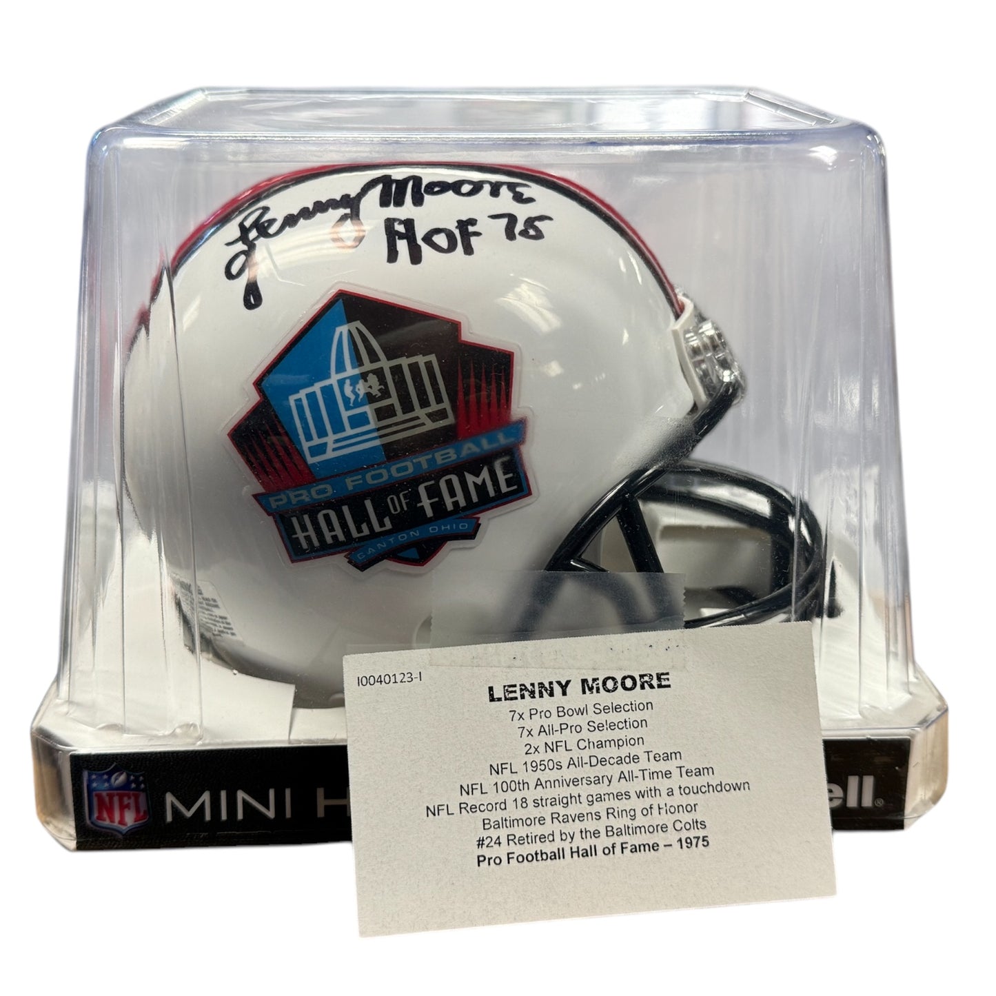 Lenny Moore Autographed HOF ‘75 Mini Speed Replica Football Helmet w/ TriStar COA