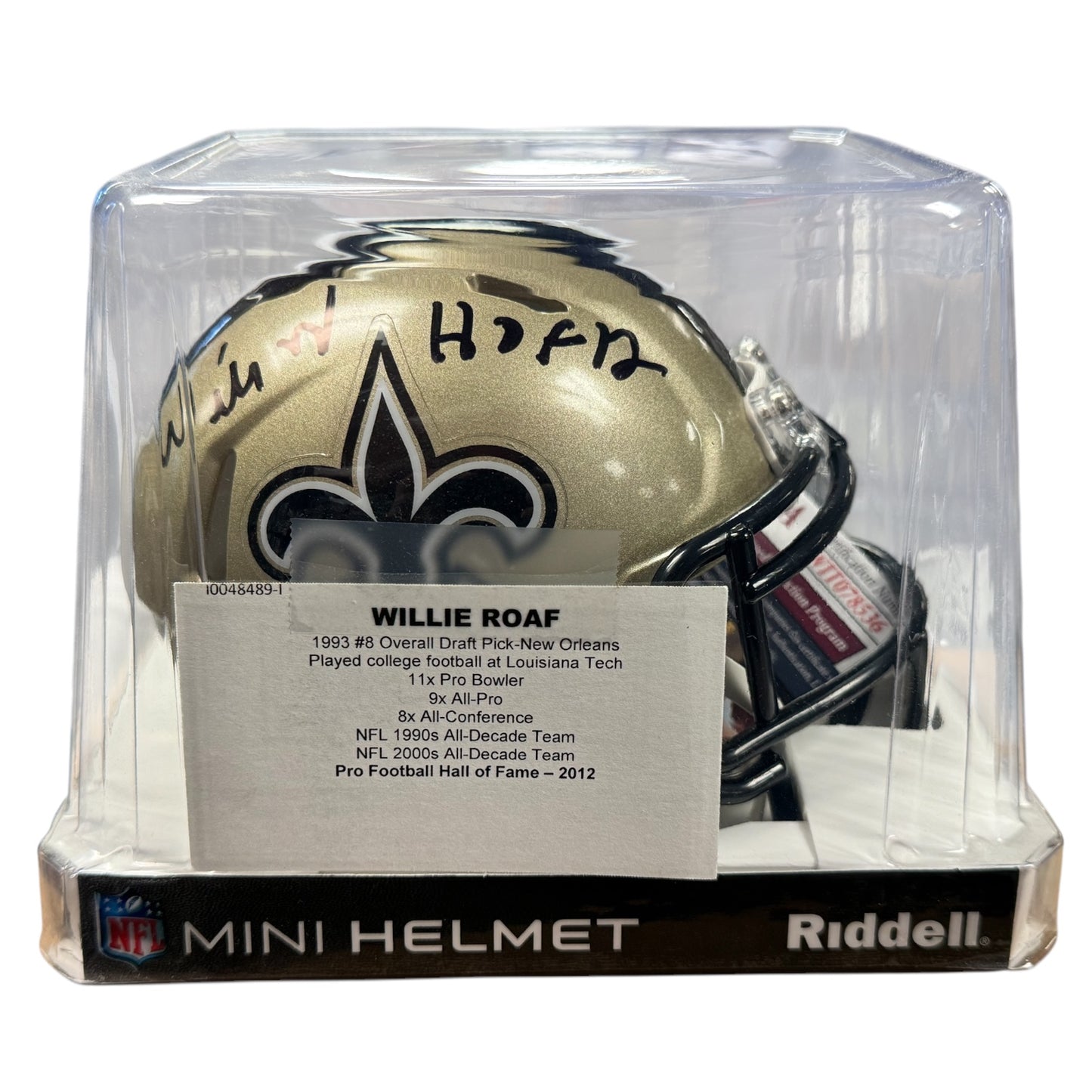 Willie Roaf Autographed New Orleans Saints Mini Speed Replica Football Helmet w/ JSA COA (HOF ‘12)