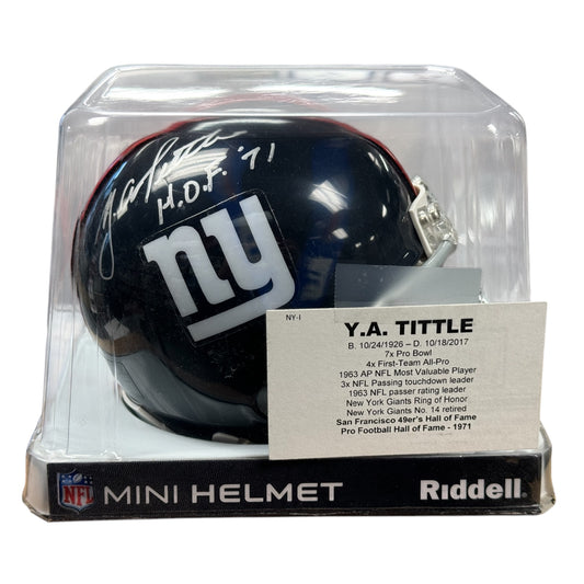 Y.A. Tittle Autographed NY Giants Mini Speed Replica Football Helmet w/ TriStar COA