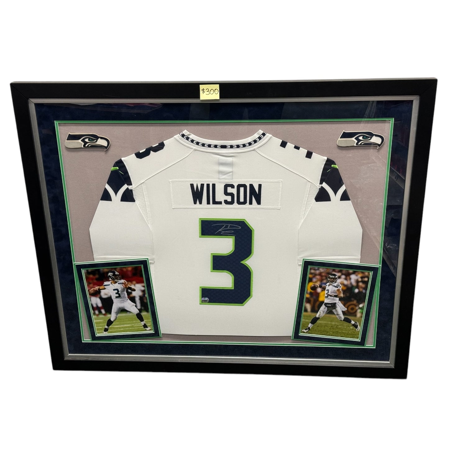 Russell Wilson (Seattle Seahawks #3) framed autographed jersey w/ COA