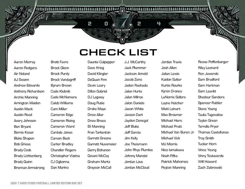 2024 Wild Card 7 Card Studs Metal High Stakes Edition Football Hobby Deck Box